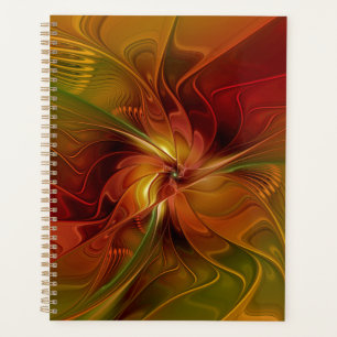 Agenda Resumen Naranja rojo Brown Flor de arte fractal ve
