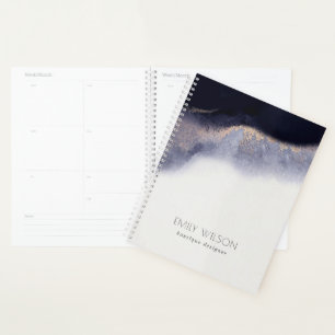 Agenda Resumen Naval Relieve metalizado dorado negro Wash
