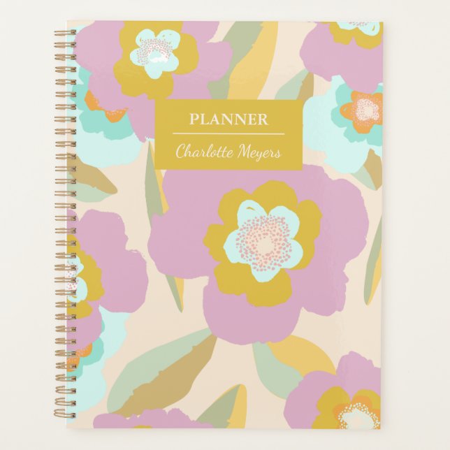 Agenda Resumen Patrón Lilac Floral Pastel Personalizado (Anverso)