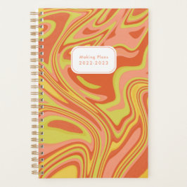 Agenda Resumen Planner anual de mármol rojo rosado modern