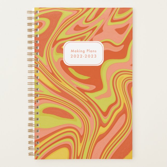 Agenda Resumen Planner anual de mármol rojo rosado modern (Anverso)