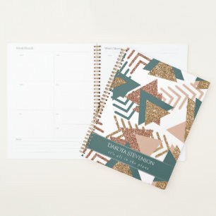 Agenda Resumen retro de los años 80 Personalizado Verde