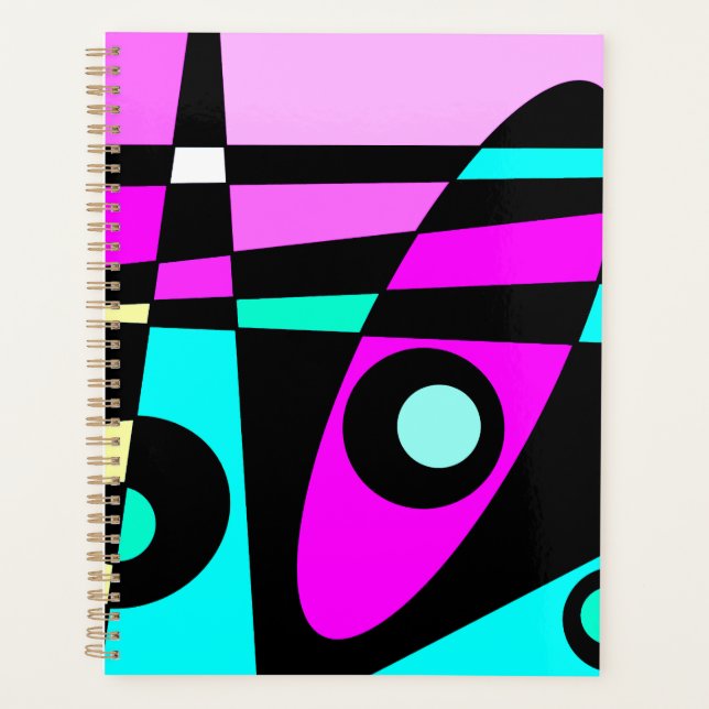 Agenda Resumen Surfing Turquoise Hot Pink Yellow Black (Anverso)