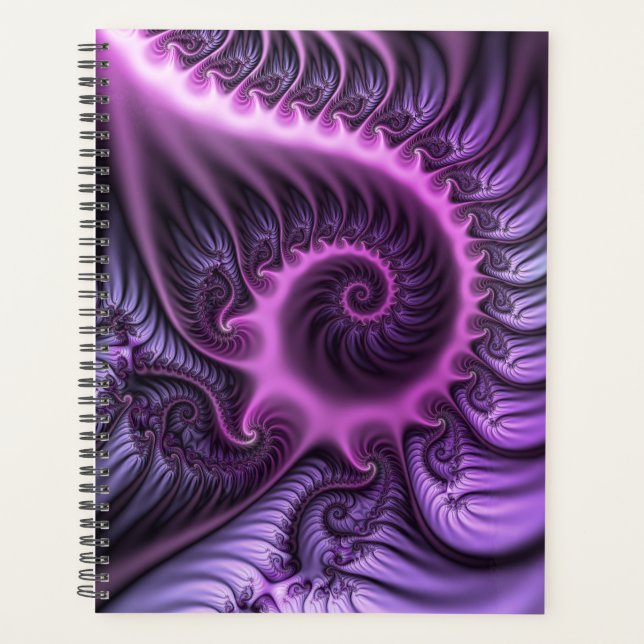 Agenda Resumen Vivid Guay Pink Purple Fractal Art Spiral (Anverso)