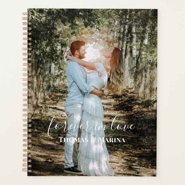 Agenda Retrato Boda personalizado caligrafía moderna (Anverso)