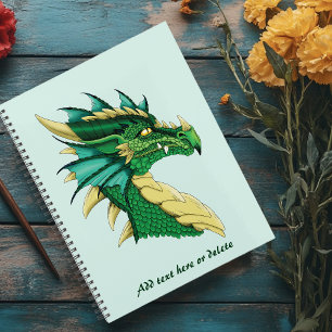 Agenda Retrato de cabeza de dragón verde esmeralda Fantas
