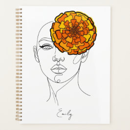 Agenda Retrato de Flor de Cumpleaños de Octubre Personali