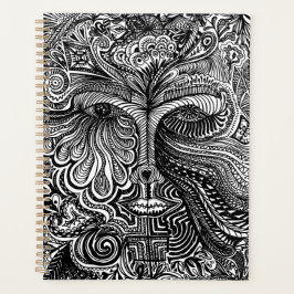 Agenda Retrato de la línea trippy en blanco y negro