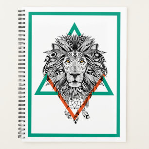 Agenda Retrato de león geométrico azteca