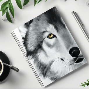 Agenda Retrato de lobo blanco negro