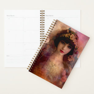Agenda Retrato de mujer hermosa de color rosa al estilo v
