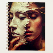 Retrato de mujer surrealista con máscara pintada