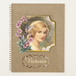 Agenda Retrato de mujer ventilado de bonito personalizado