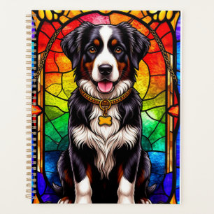 Agenda Retrato de perro de vidrio emplomado artístico