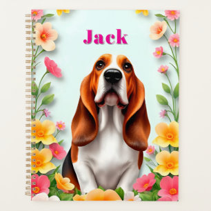 Agenda Retrato de perro elegante rodeado de flores