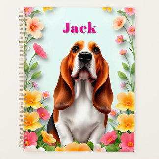 Agenda Retrato de perro elegante rodeado de flores