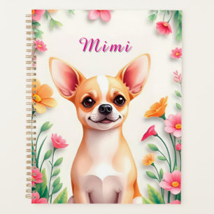 Agenda Retrato de perro elegante rodeado de flores