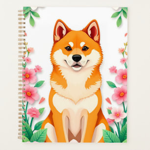 Agenda Retrato de perro elegante rodeado de flores