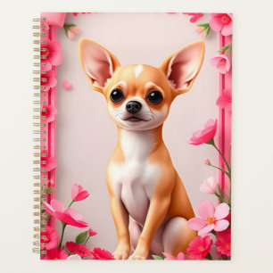 Agenda Retrato de perro elegante rodeado de flores