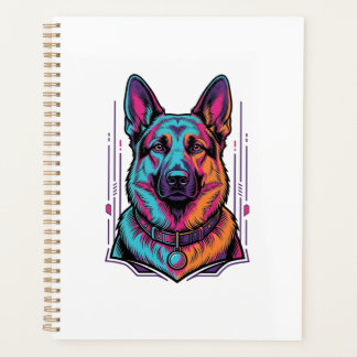 Agenda Retrato de perro neon Gráfico de grabado vintage_1