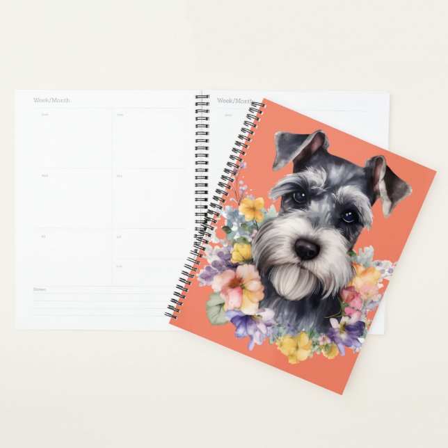 Agenda Retrato de Schnauzer con flores (Demostración)