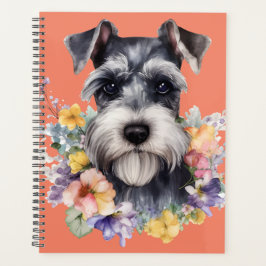 Agenda Retrato de Schnauzer con flores