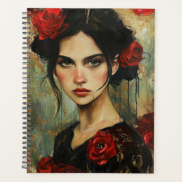Agenda Retrato de una dama con rosas rojas