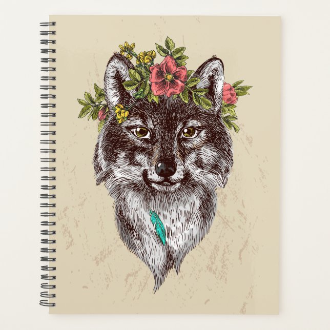 Agenda Retrato de Wolf Halo estilo Boho (Anverso)