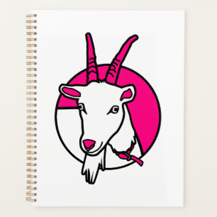 Agenda Retrato digital de la cabra de historieta rosa