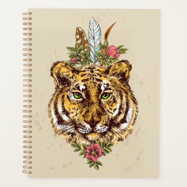 Agenda Retrato estilo Boho tigre (Anverso)