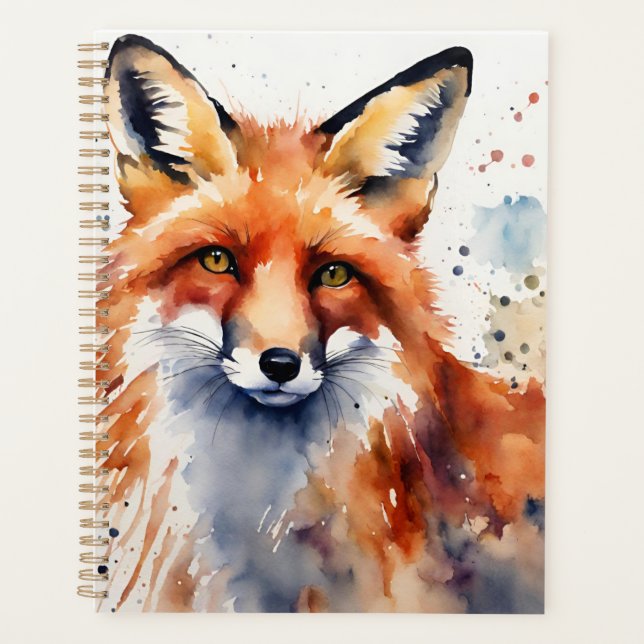 Agenda Retrato Fox de color de agua (Anverso)