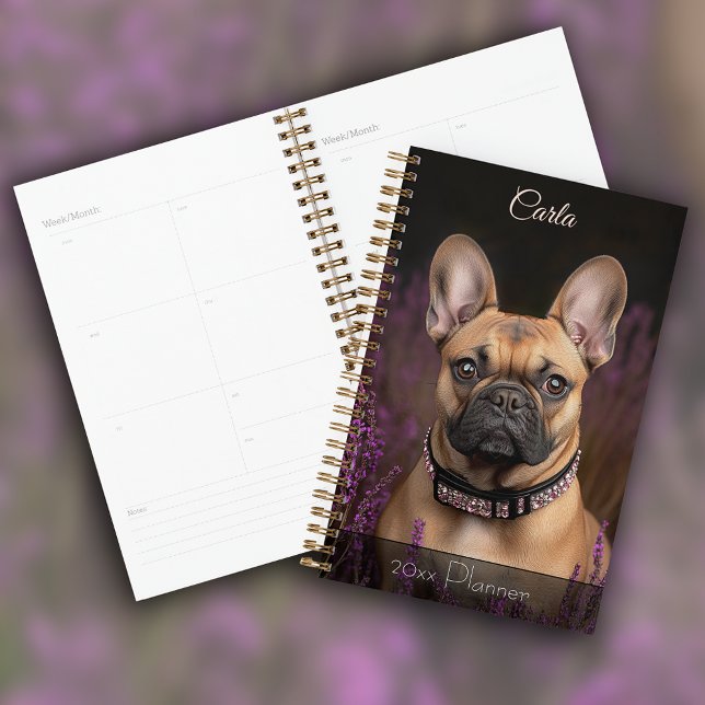 Agenda Retrato francés de Bulldog personalizado (French Bulldog Frenchie Portrait Personalized Planner)