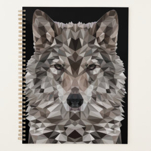 Agenda Retrato geométrico de lobo gris