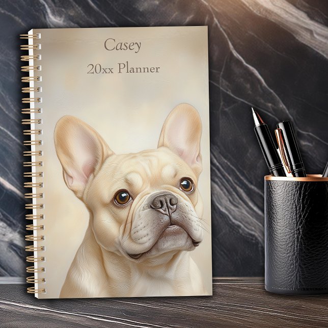 Agenda Retrato personal de crema de Bulldog francés (French Bulldog Cream Frenchie Portrait Personal Planner)