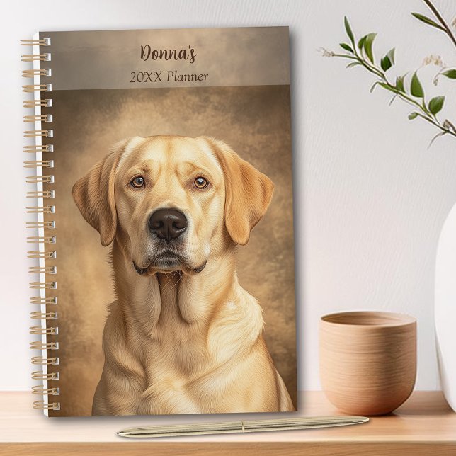 Agenda Retrato personal de recuperador de labrador amaril (Yellow Labrador Retriever Portrait Personal Yearly Planner)