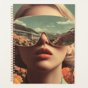 Agenda Retrato surrealista con gafas de sol reflejando un