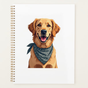 Agenda Retrato vintage de Golden Retriever con collarín c