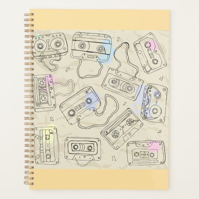 Agenda Retro 80s 90s Nostalgic Cassette Mix Tape Pattern (Anverso)