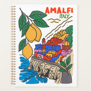 Agenda Retro Amalfi Italia Arte Mediterráneo Dibujado a M