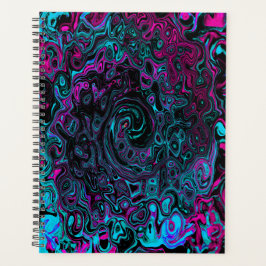 Agenda Retro Aqua Magenta y Black Abstract Swirl