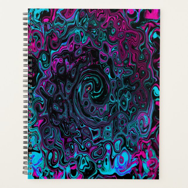 Agenda Retro Aqua Magenta y Black Abstract Swirl (Anverso)