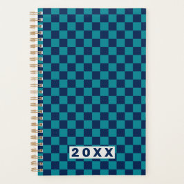 Agenda Retro Azul Turquesa Cuadros 2026