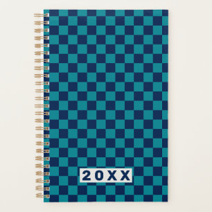 Agenda Retro Azul Turquesa Cuadros 2026