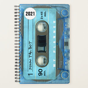 Agenda Retro Blue T4 Audiotape Music comillas personaliza