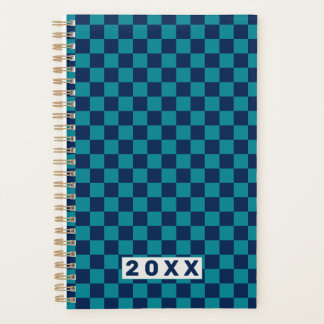 Agenda Retro Blue Teal Checkerboard 2026