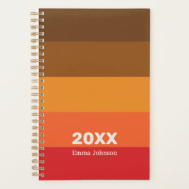 Agenda Retro Brown Orange Red Stripe 2026 Name