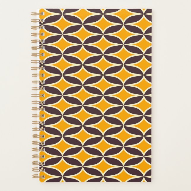 Agenda Retro geometric pattern yellow and brown leaf (Anverso)