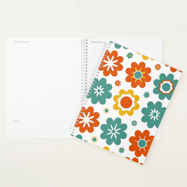 Agenda Retro Geométrico Floral Poder Boho 70s (Demostración)