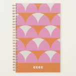 Agenda Retro geométrico naranja rosa moderno personalizad<br><div class="desc">Moderno retro geométrico rosa naranja personalizado minimalista único presupuesto brillante éxito de ventas. Navidades ideales,  cumpleaños,  aniversario,  graduación,  Día de la Madre,  año nuevo,  organización de año escolar.</div>