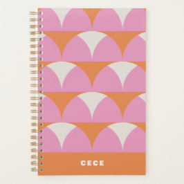 Agenda Retro geométrico naranja rosa moderno personalizad